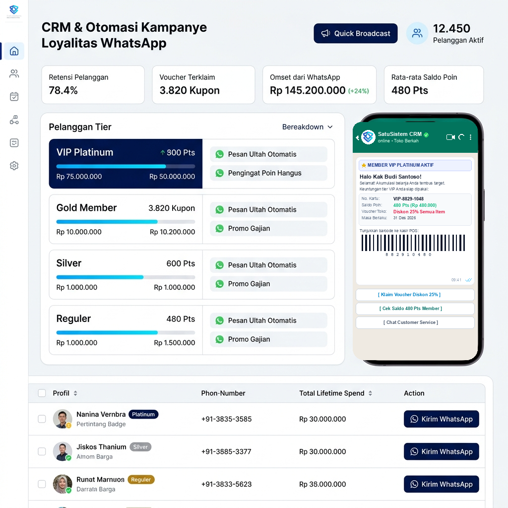 SatuSistem CRM WhatsApp Multi-Agent Dashboard